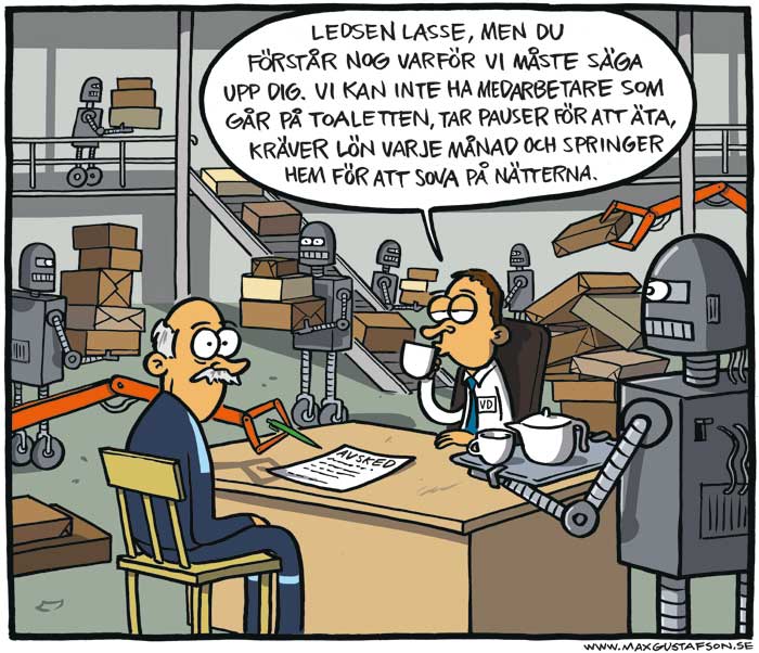 Om robotiseringen på arbetsplatser. Av Max Gustafson